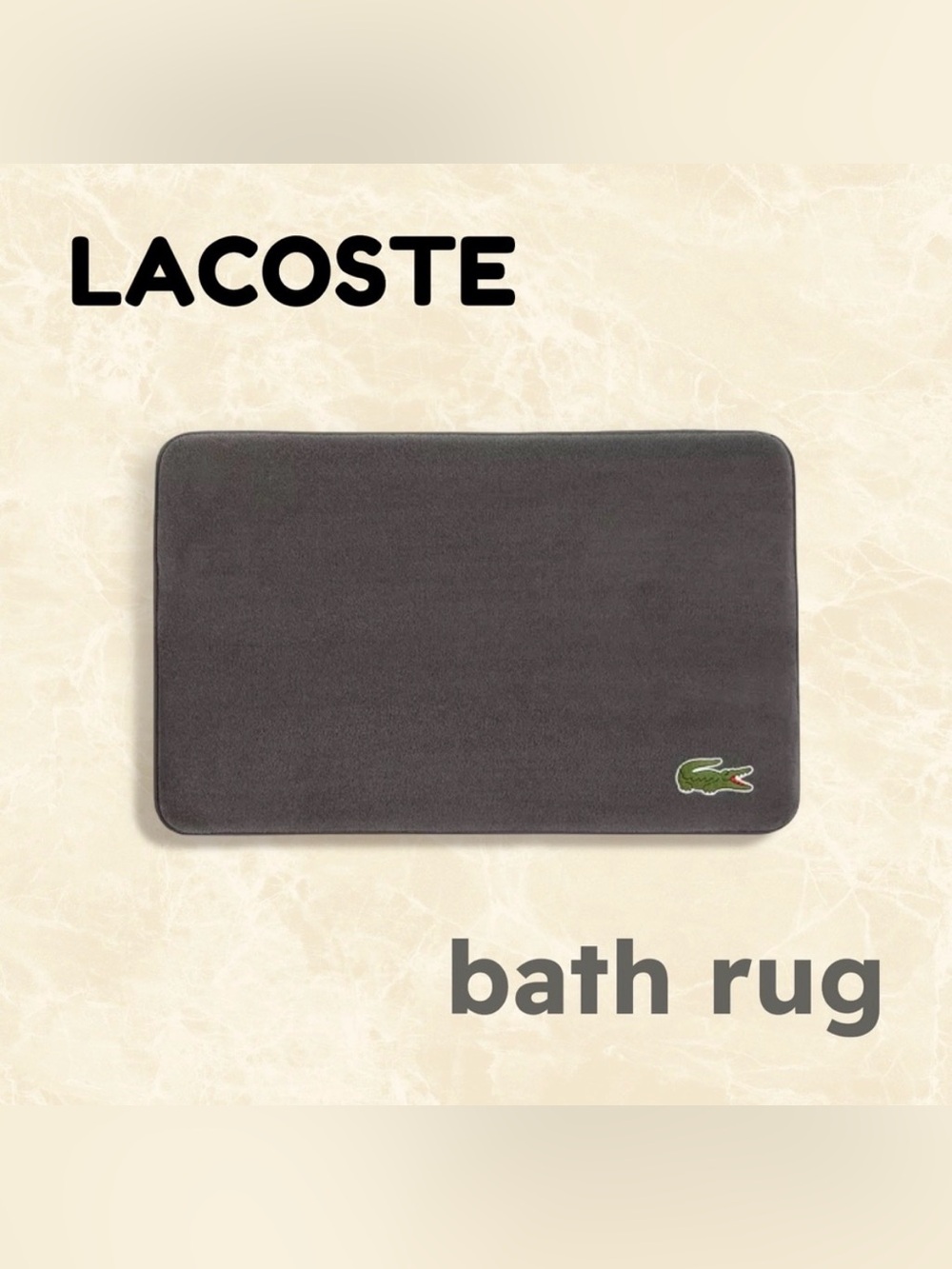 🇫🇷👍GUC LACOSTE | Iconic GRAY Crocodile Memory Foam Bath Rug, 19" x 30"